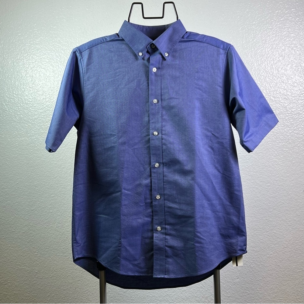 Lands’ End Kids Blue Button Down Short Sleeve Shirt Size US (18)